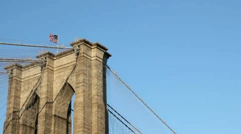 Flag On Brooklyn Bridge