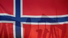 Norway Flag Slow Motion Oil Production Concept