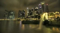 Timelapse Merlion With Skyline