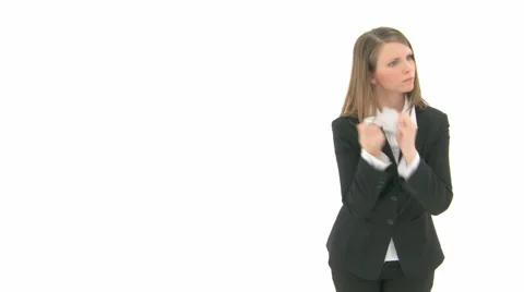 Angry Business Woman Throwing Paper Pieces
