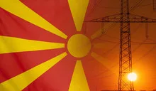 Energy Concept Macedonia Flag with sunset power pole