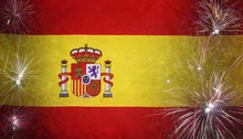 Spain Flag Firework Grunge Concept real fabric