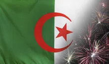Algeria Flag Firework real fabric