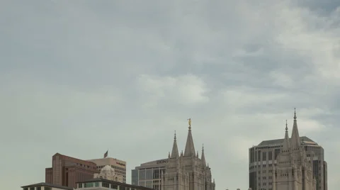 4K Time Lapse Tilt Shot Mormon Temple In Salt Lake City Utah