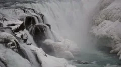 Slowmotion Gullfoss Waterfall Close Up