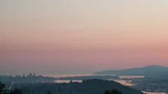 4K Time Lapse Zoom Out Vancouver Cityscape View At Sunset