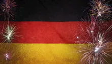Germany Flag Firework Grunge Concept real fabric