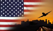USA fabric Flag Travel and Transport Concept