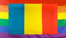 Flag of Romania and rainbow flag