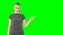 Woman with greenscreen and alpha matte