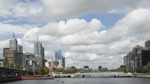 4K Time Lapse Close Up Melbourne Yarra River Downtown