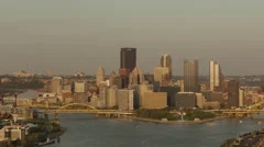 4K Time Lapse Pan Shot Sunny Pittsburgh Skyline