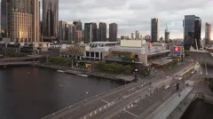 4K Time Lapse Close Upmelbourne Waterfront Fireshow Sunset