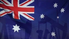 Australia Flag Slow Motion Oil Production Concept