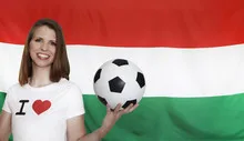 Hungary Flag with female soccer fan