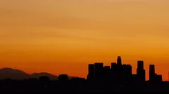 4K Time Lapse Pan Shot Los Angeles Skyline Sunrise