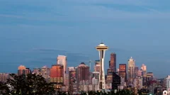 4K Time Lapse Pan Shot Seattle Skyline Fireworks