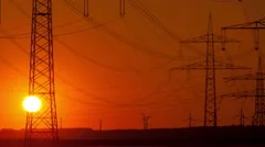 4K Sunset Time Lapse Close Up Electric Poles