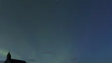 4K Time lapse zoom out Northern Lights Black Church