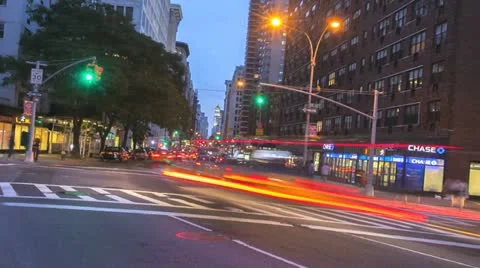 Timelapse Traffic At Sunset On Broadway