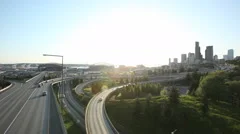 Seattle Sunset Interstate Traffic
