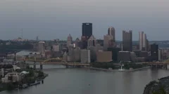 4K Time Lapse Pan Shot Sunset Pittsburgh Skyline