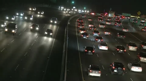 Highway Traffic At Night
