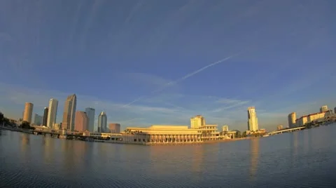 Timelapse Tampa Fisheye Skyline Sunset