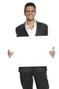 Man With White Sign Board