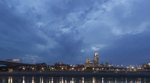 4K Time Lapse Omaha Skyline Twilight