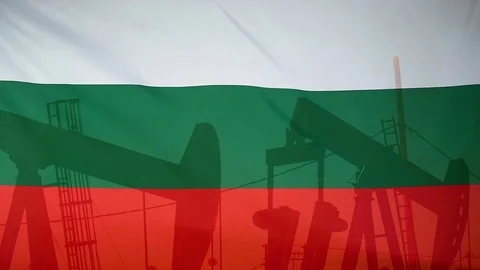 Bulgaria Flag Slow Motion Oil Production Concept