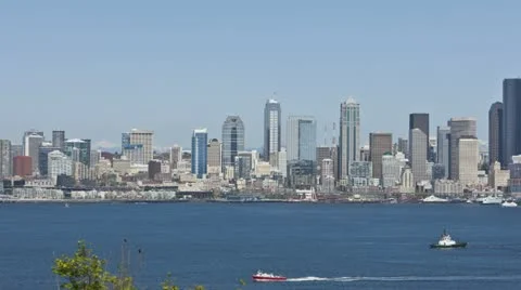 Seattle Skyline Container Ship