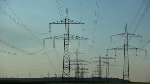 Wind Turbines And Power Lines