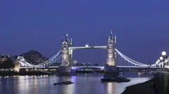 4K Time Lapse Medium Close Up Tower Bridge London Twilight