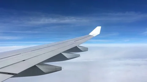 Airplane Wings With Blue Sky