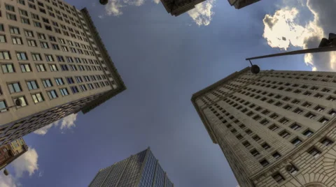 4K Time Lapse Hdr Zoom Out Cincinnati Skyscraper Rotation