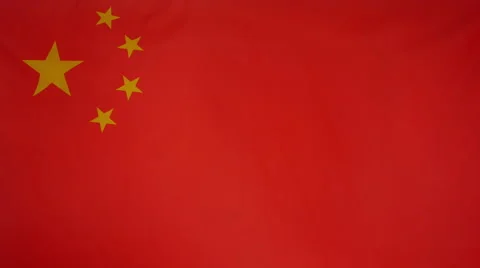 China Flag Real Fabric Close Up 4K