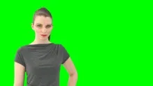 Woman with greenscreen and alpha matte