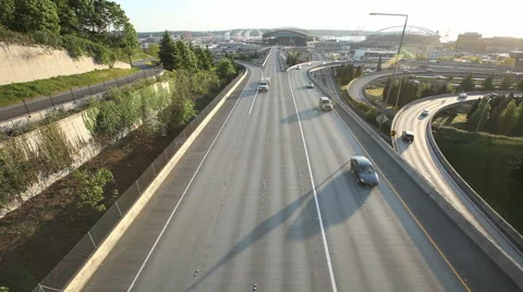 Seattle Sunset Interstate Traffic