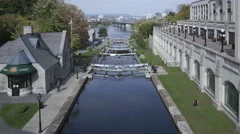 4K Time Lapse Close Up Rideau Canal With Locks, Ottawa, Canada