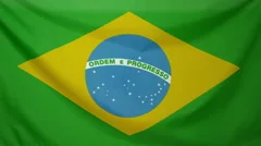 Brasil Flag Real Fabric Close Up 4K