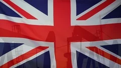 United Kingdom Flag Slow Motion Oil Production Concept