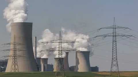 Power Plant With Huge Cooling Towers