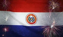 Paraguay Flag Firework Grunge Concept real fabric