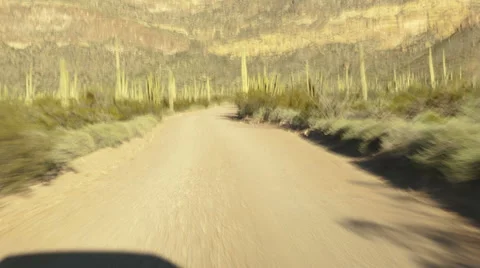 Time Lapse Narrow Dusty Gravel Road Desert