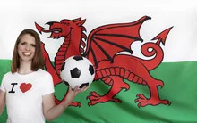Wales Flag with female soccer fan