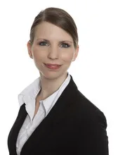 Portrait of a business woman smiling on white background
