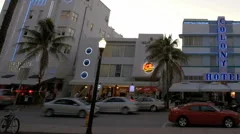 Miami Beach close up Ocean Drive Sunset 4K Timelapse (editorial)