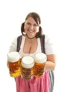 Bavarian Waitress With Beer Mugs