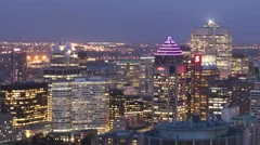Time Lapse Close Up Pan Shot Montreal Twilight After Sunset